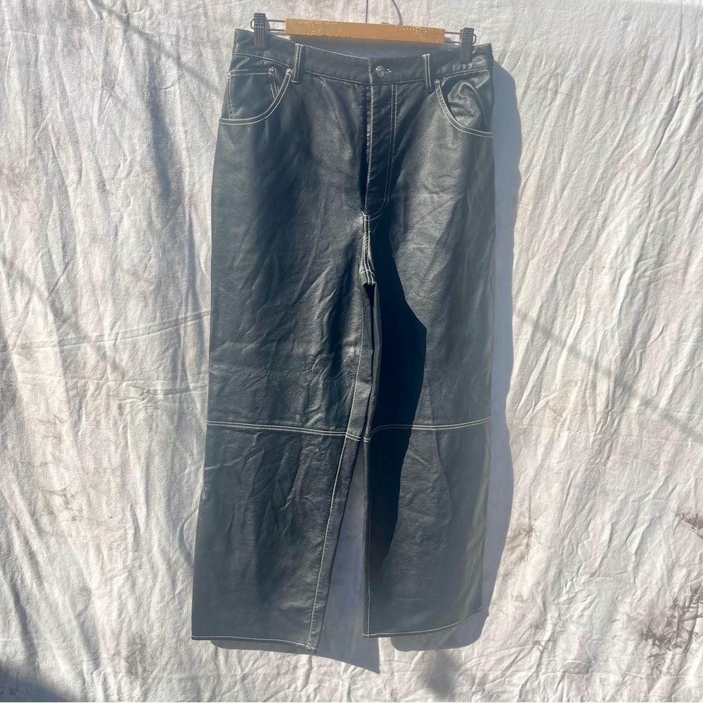 Free People Black Faux Leather Straight Leg Pants